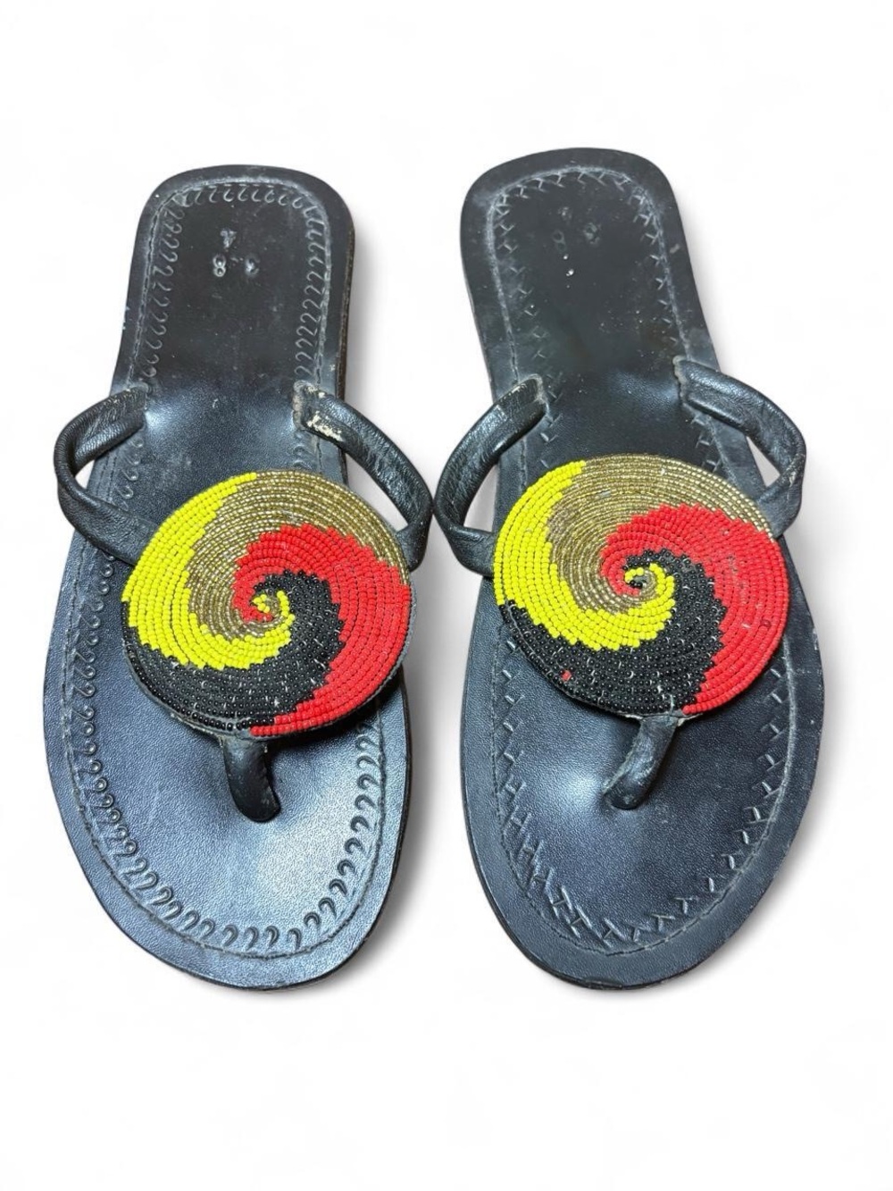 Black Handmade Leather Maasai Sandals | 7.5 | GUC